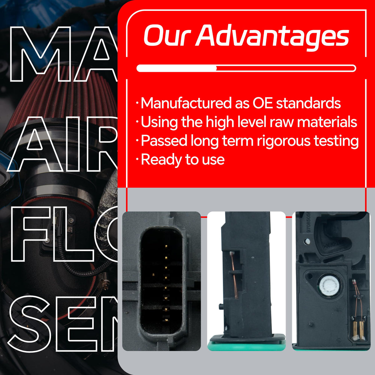 AdvanEX MAF alongside ruler showing dimensions for simple fit verification