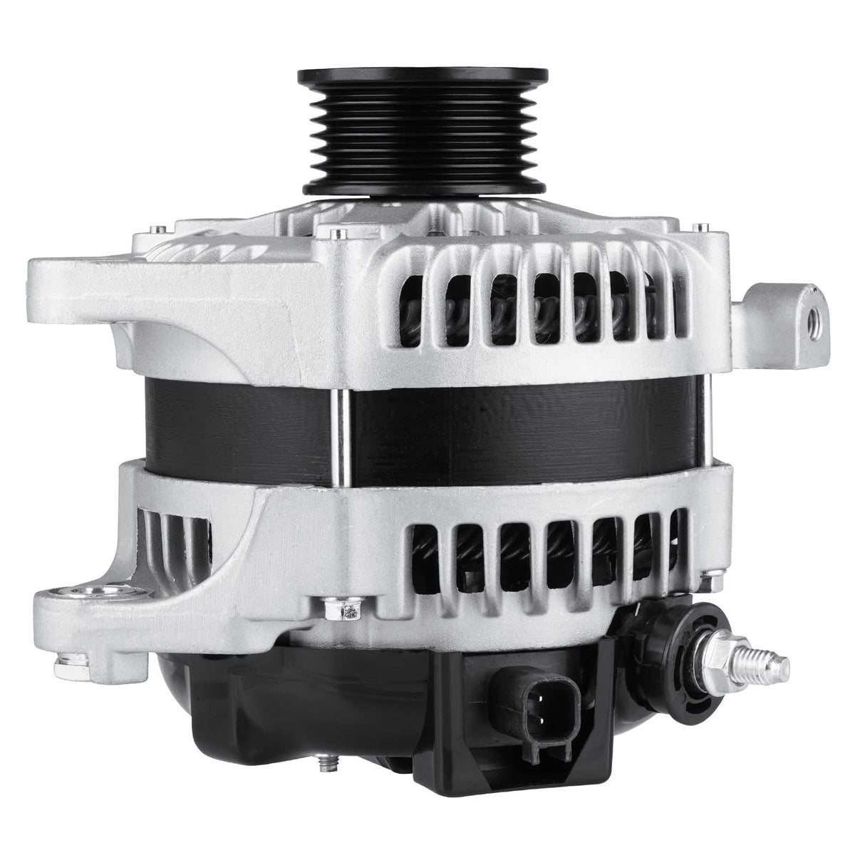 Aeagle alternator front view showing housing and belt engagement for reliable replacement