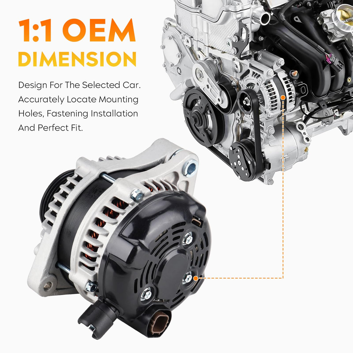 Aeagle alternator installed in engine bay demonstrating direct-fit replacement benefit