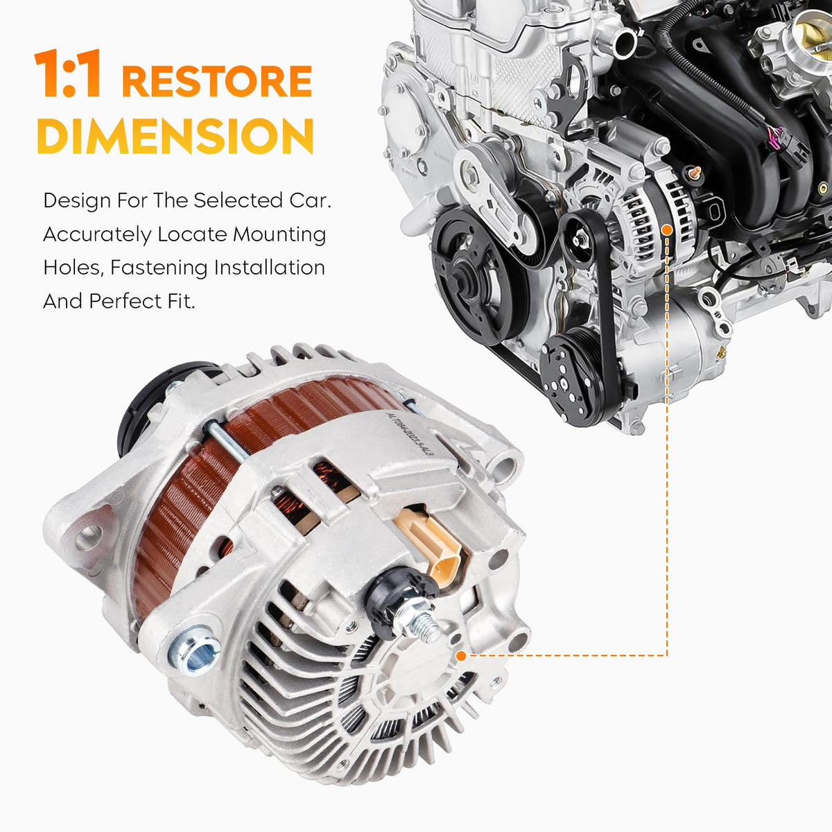 Aeagle alternator installed in engine bay demonstrating straightforward bolt-on replacement