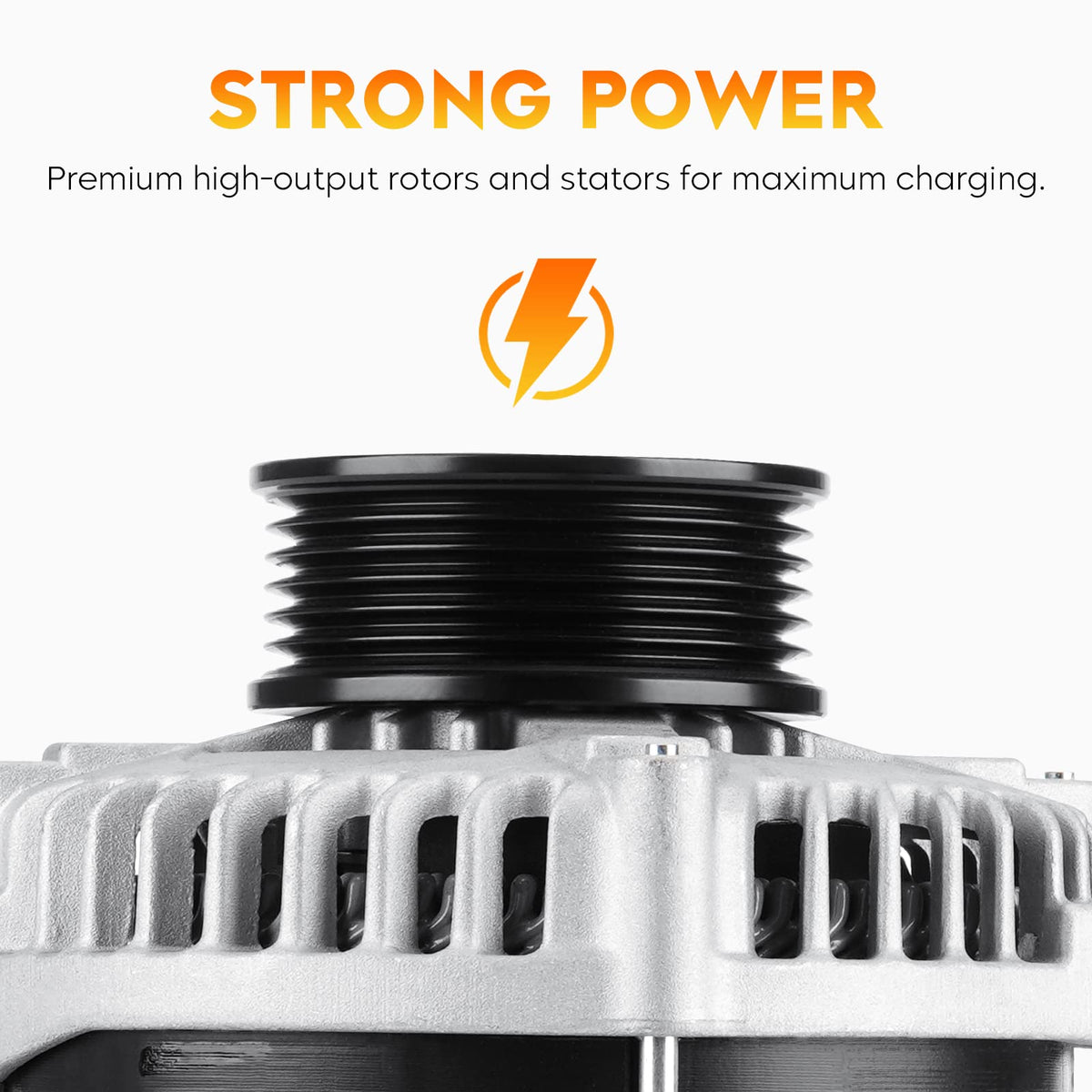 Aeagle alternator rotor and fan closeup highlighting cooling design for durability