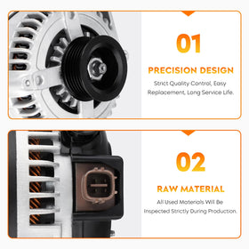 Aeagle alternator pulley and shaft detail showing SD6 pulley for correct belt alignment