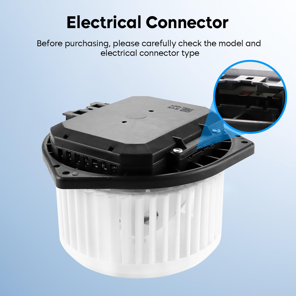 Aeagle blower motor electrical connector detail ensuring plug compatibility with vehicle harness