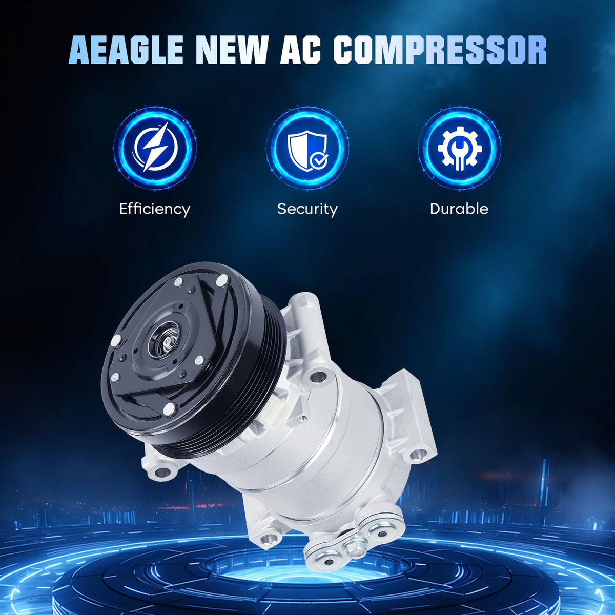 Aeagle compressor pulley close-up showing 6 grooves for reliable belt engagement