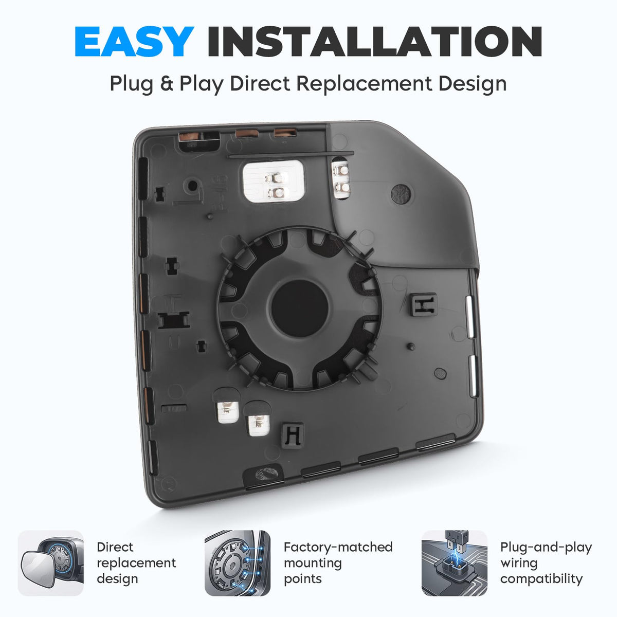 Aeagle close-up of convex blind-spot insert improving lateral visibility and safety
