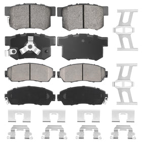 Aeagle front ceramic pads packaging showing kit and branding for quiet braking