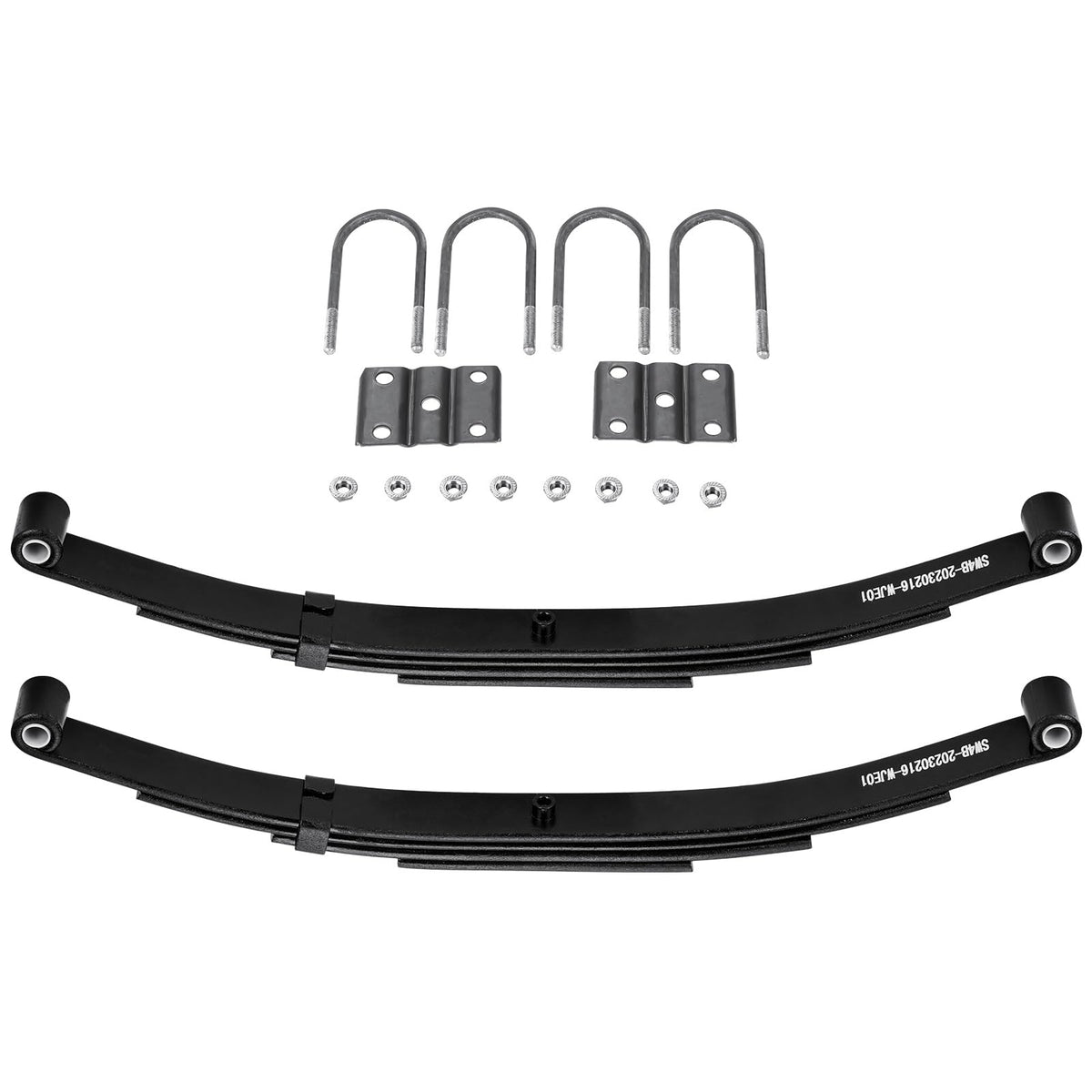 Aeagle front view of two 4-leaf double-eye springs showing complete kit benefits