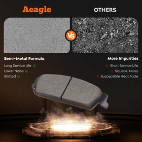 Aeagle front pad closeup highlighting friction surface and consistent braking performance