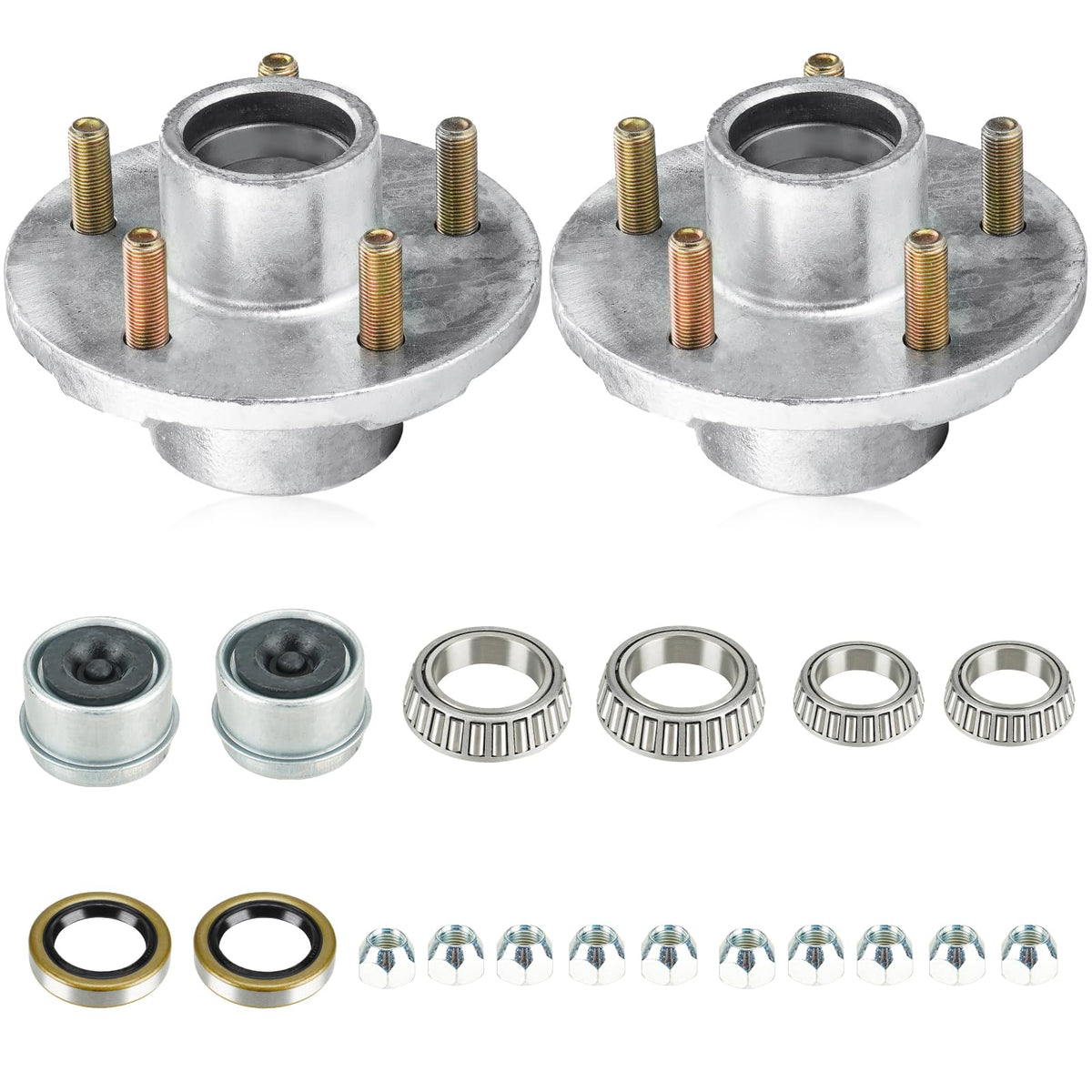 Aeagle front view of two 5-hole hubs showing corrosion-resistant finish and fit