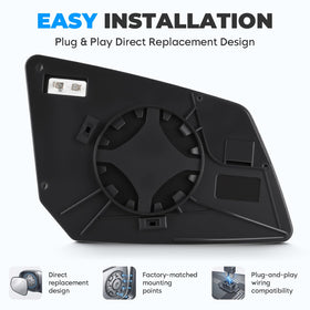 Aeagle heated mirror back with ABS backing visible for durable mounting benefit