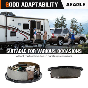 Aeagle in-use trailer image showing assembly installed and consistent stopping benefit