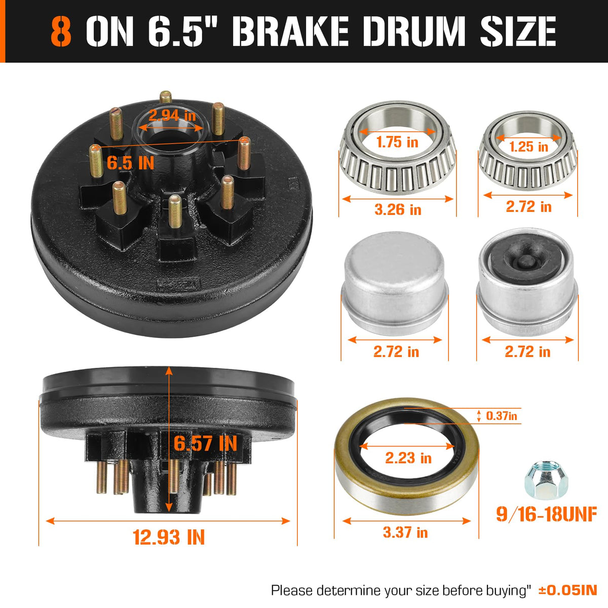 Aeagle drum next to measuring tape for size verification and installation confidence