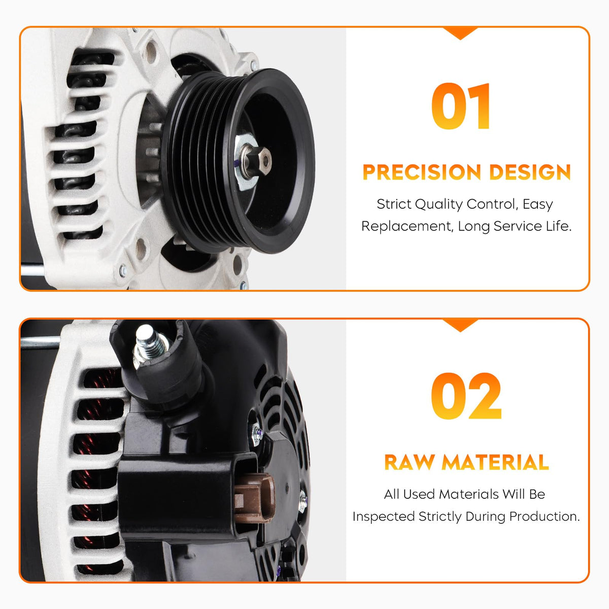 Aeagle alternator label and part numbers for quick cross-reference and verification