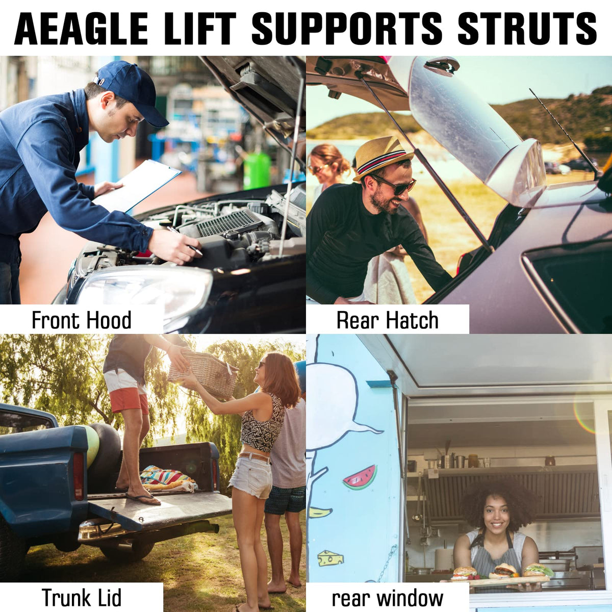 Aeagle open-hood garage lifestyle view demonstrating easy access and safety