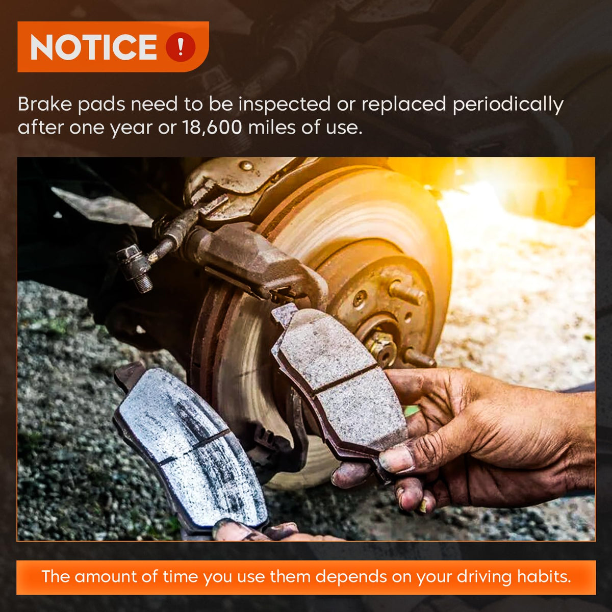 Aeagle brake pads mounted on rotor demonstrating fit and even contact
