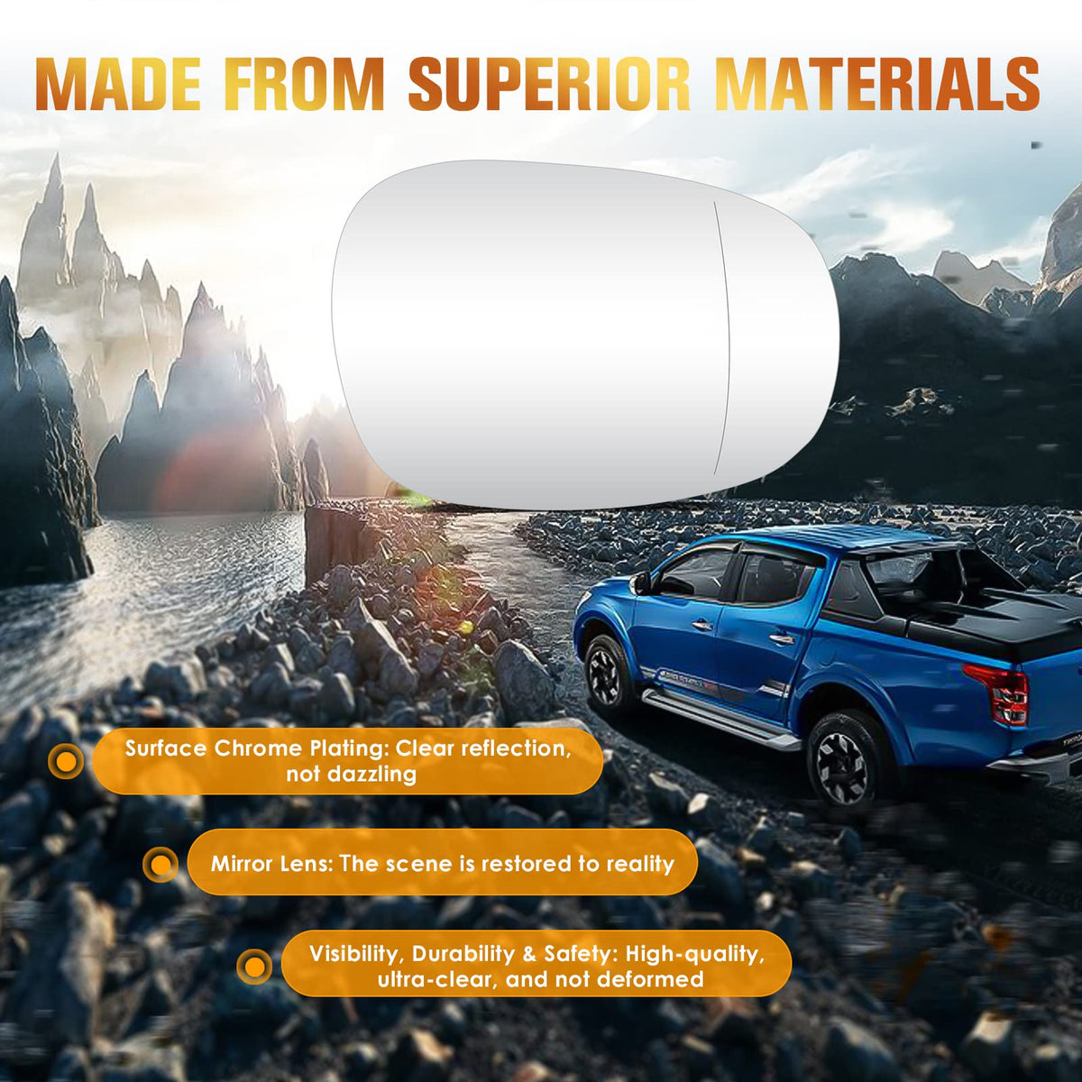 Aeagle boxed mirror glass and contents showing safe packaging and ready-to-install benefit