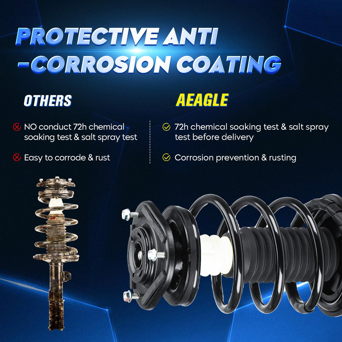 Aeagle pair installed on Corolla front suspension for improved handling benefit