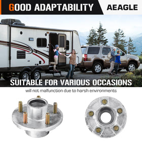 Aeagle hub beside ruler showing scale and compatibility for 3,500 lb trailers