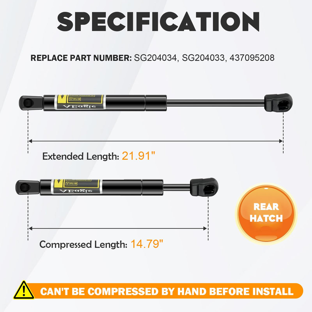 Aeagle close-up of single gas strut piston showing smooth finish and durability