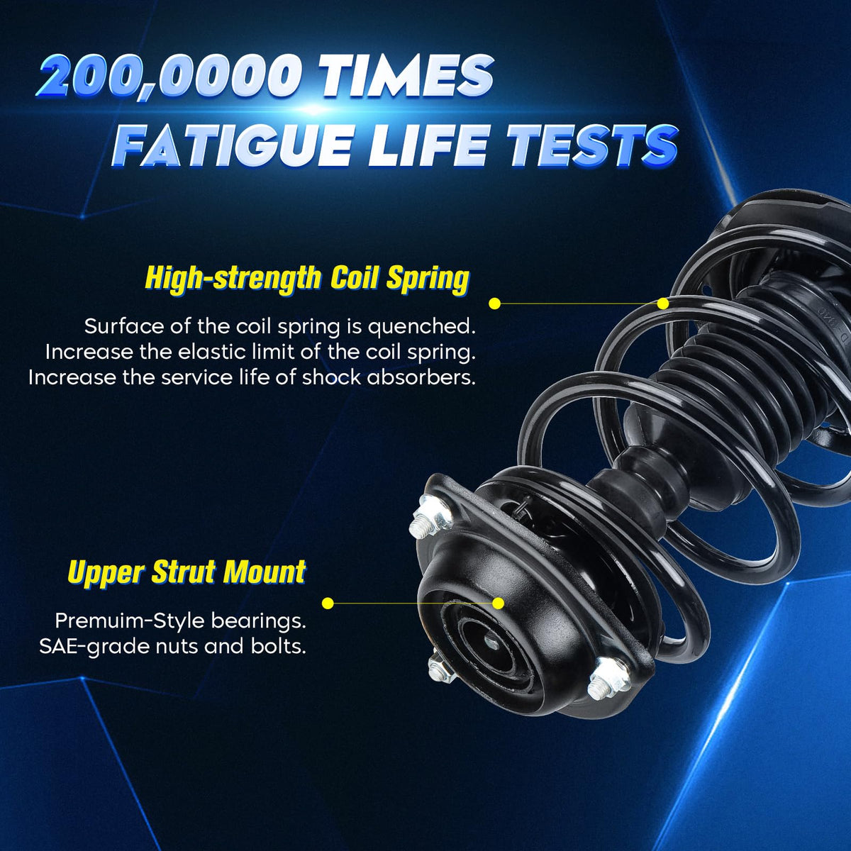 Aeagle strut close-up of coil spring and damper revealing durable construction and ride benefit