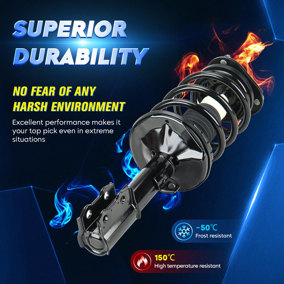 Aeagle side profile of strut with mounts for easy bolt-in replacement benefit