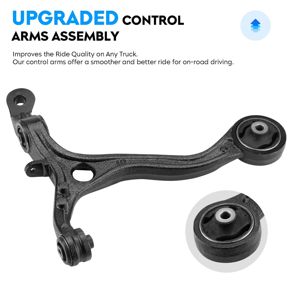Aeagle upper control arm close-up highlighting solid construction and improved steering stability