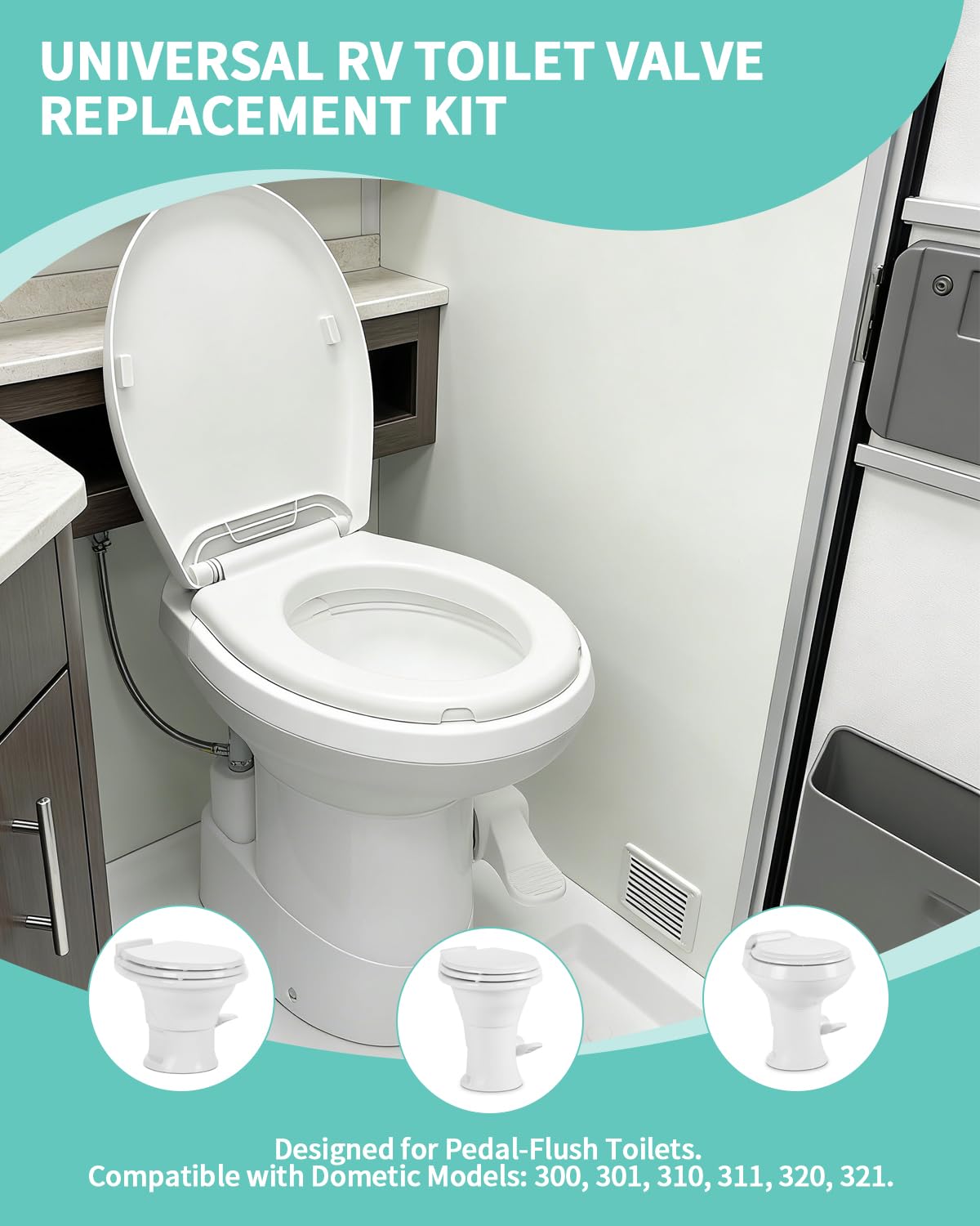 Aecsze valve installed on a boat toilet showing secure fit and improved flushing reliability