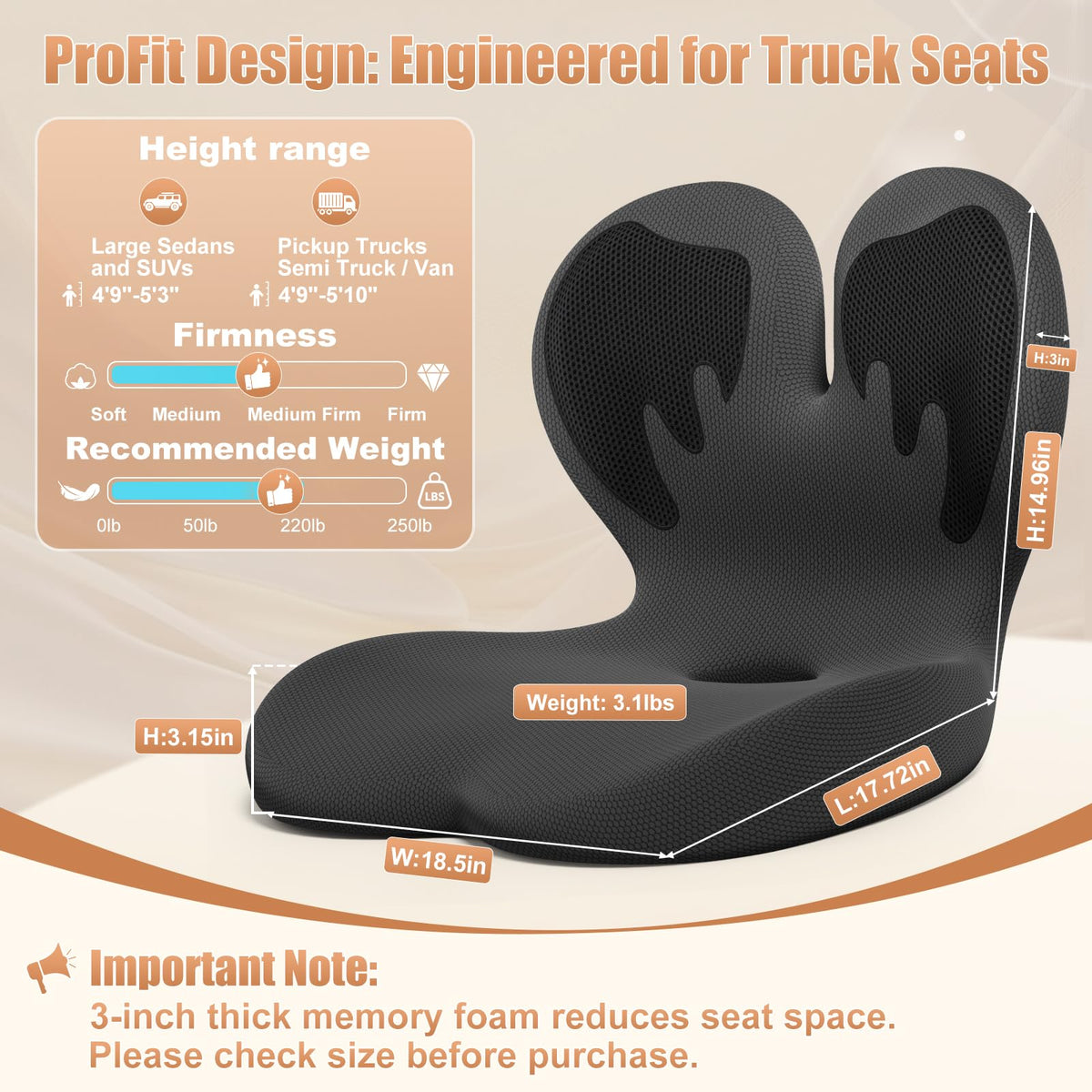 AEGIS CAR SEAT COVER memory foam close-up showing dense foam support and comfort