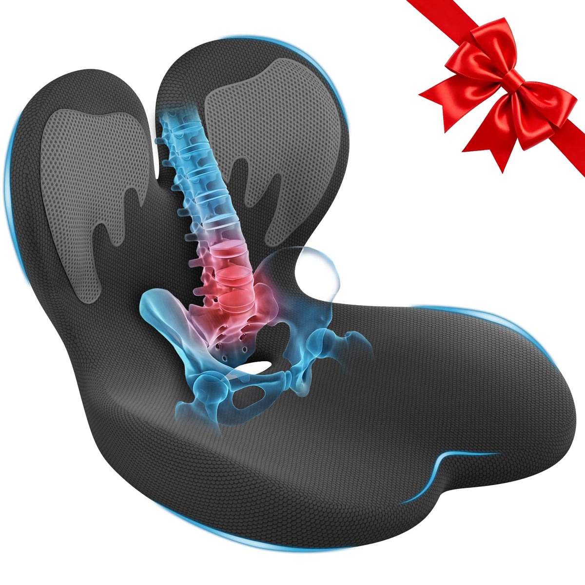 AEGIS CAR SEAT COVER front view showing ergonomic L-shape benefit