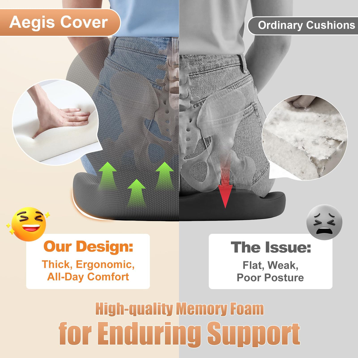 AEGIS CAR SEAT COVER installed in car driver seat improving sightlines and posture