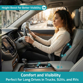 AEGIS CAR SEAT COVER installed in truck cabin showing stable fit and driver visibility