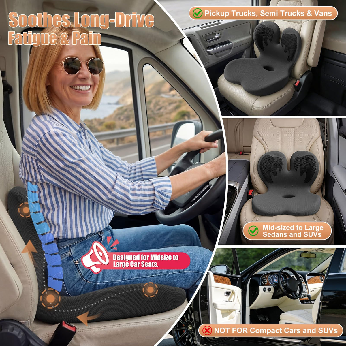 AEGIS CAR SEAT COVER lumbar pillow detail demonstrating lower back support benefit