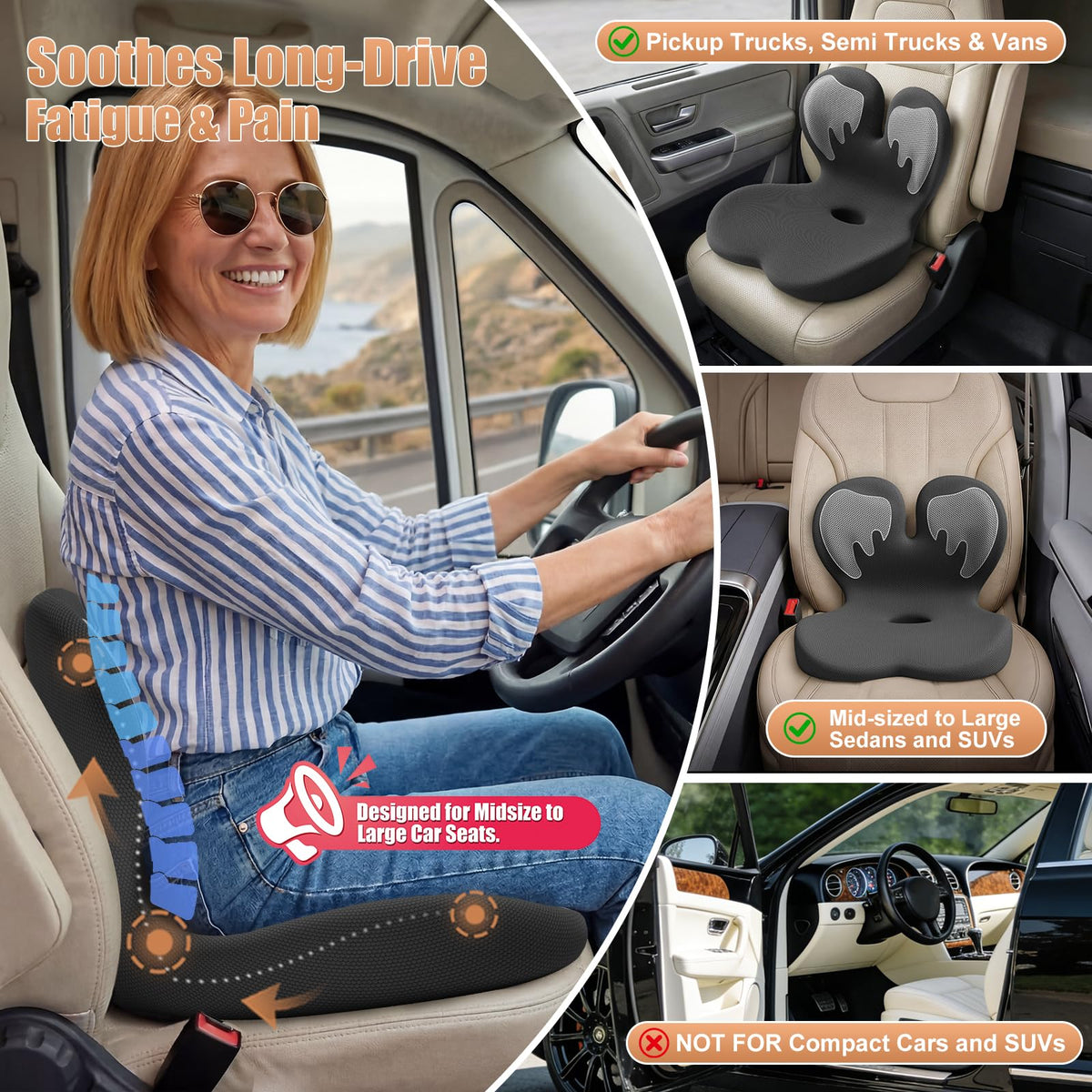 AEGIS CAR SEAT COVER center cut-out detail reducing tailbone pressure
