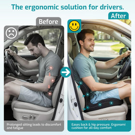 AEGIS CAR SEAT COVER installed in truck seat demonstrating improved posture and visibility