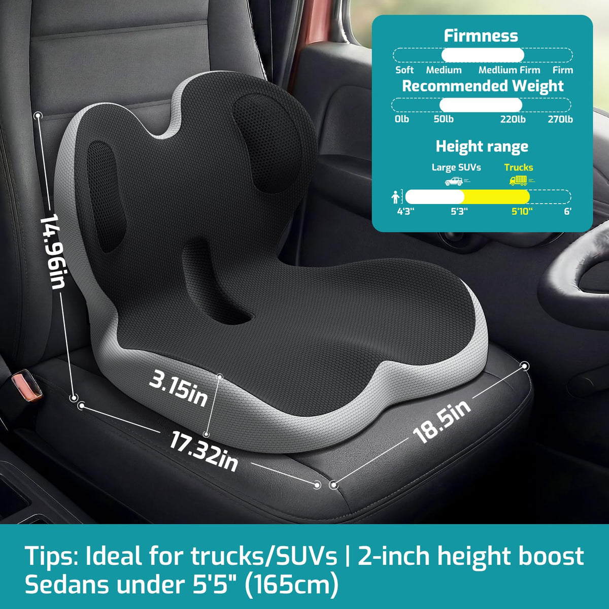 AEGIS CAR SEAT COVER lumbar pillow close-up showing contour and targeted lower-back support