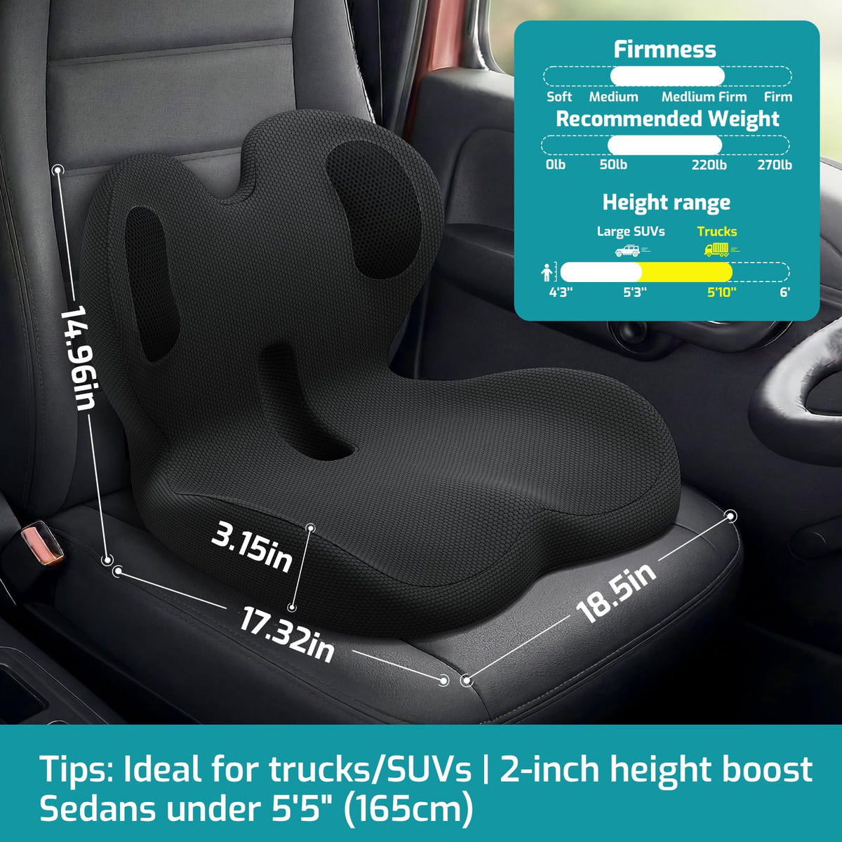 AEGIS CAR SEAT COVER lumbar pillow close-up highlighting contour and targeted lower-back support