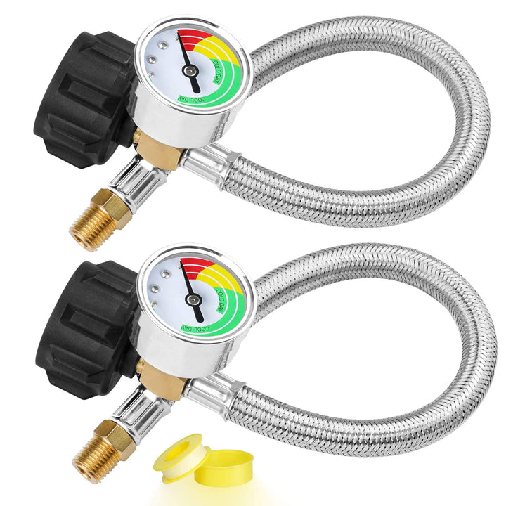 Aekops front view of 2-pack hoses showing compact kit and durable braid