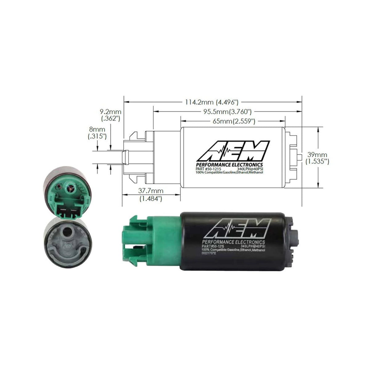 AEM 50-1215 pre-filter and hose laid out to show included installation parts