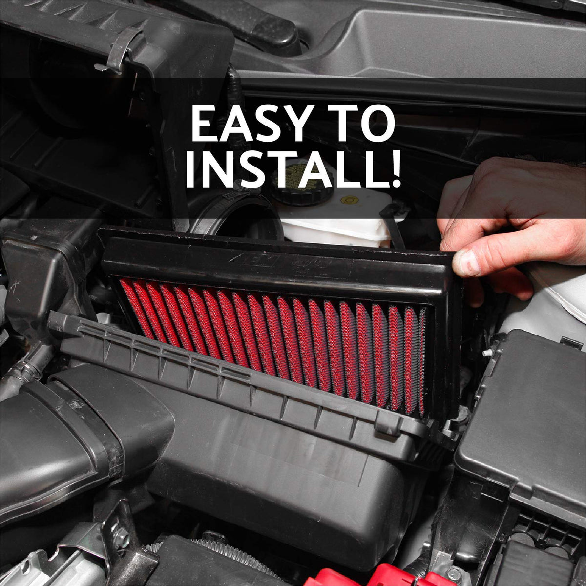 AEM DryFlow installed in Ford airbox demonstrating improved airflow