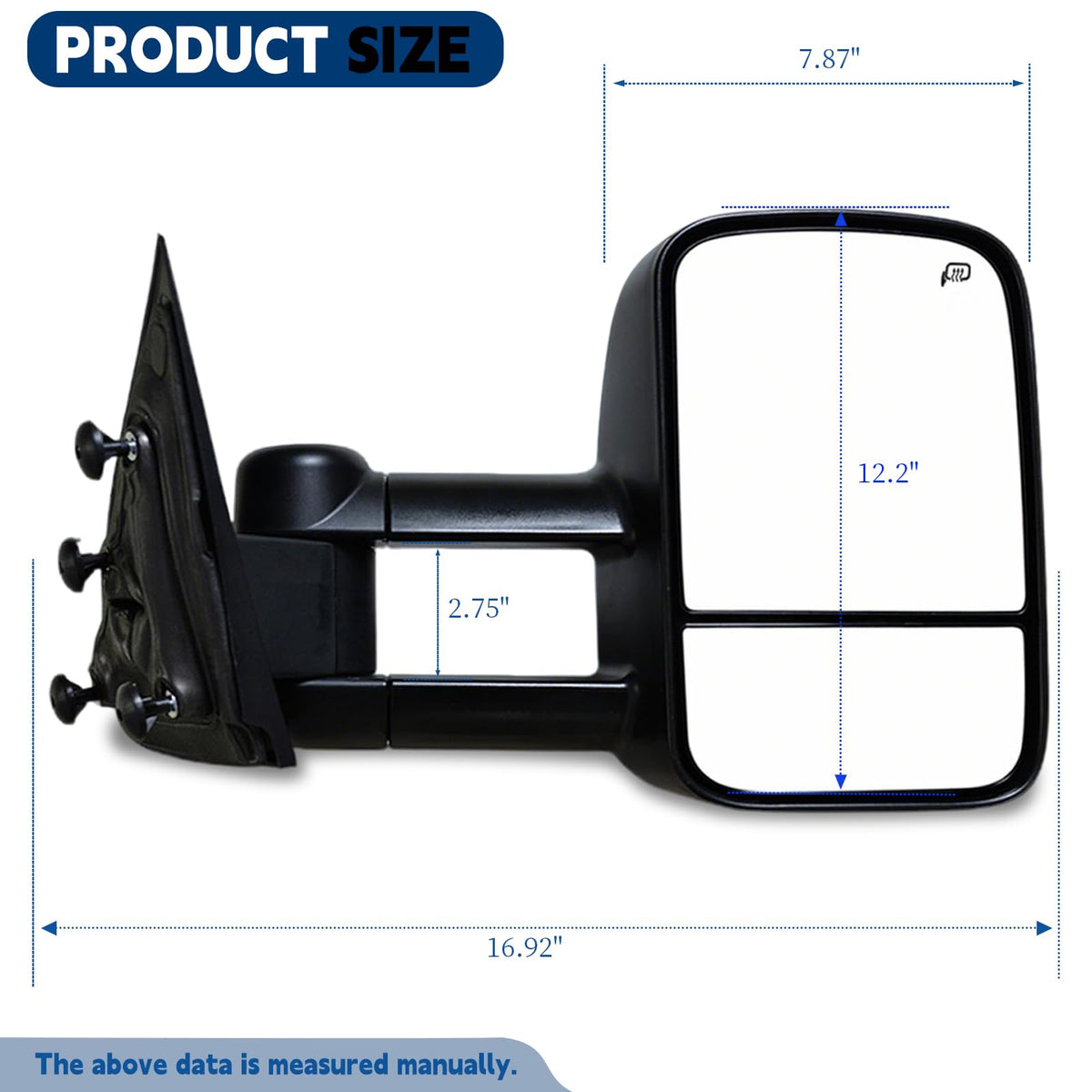 AERDM close-up of heated mirror glass reducing fog and improving visibility