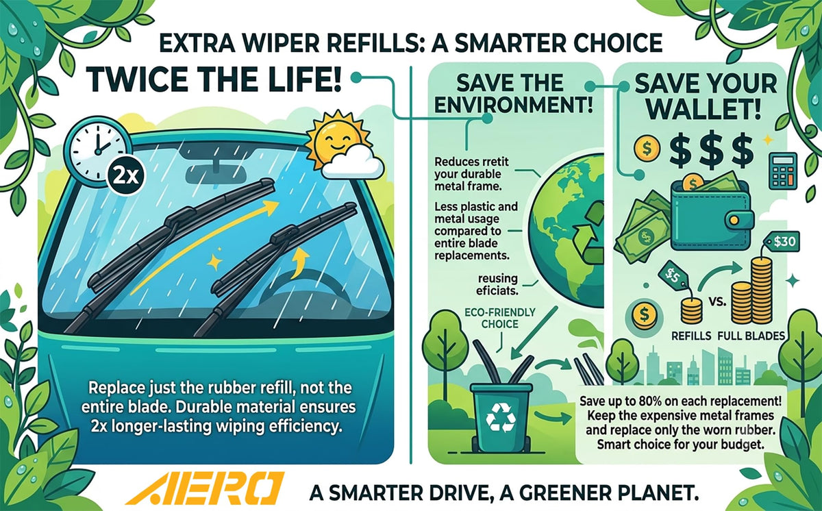 AERO blades wiping a wet windshield demonstrating clear visibility benefit