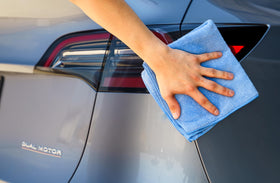 Aero Cosmetics before and after vehicle panel showing restored gloss