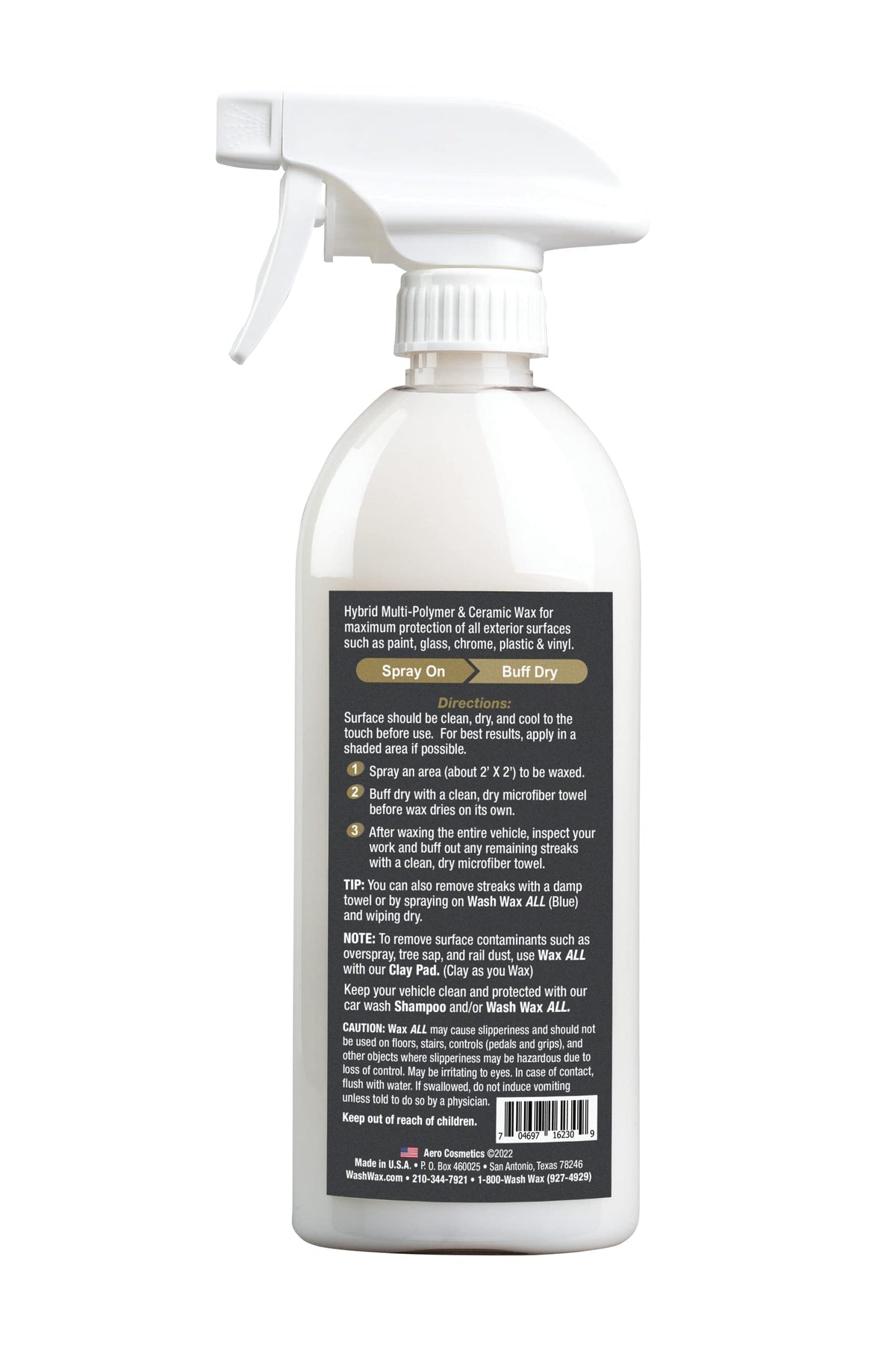 Aero Cosmetics being sprayed on vehicle panel delivering hydrophobic shine