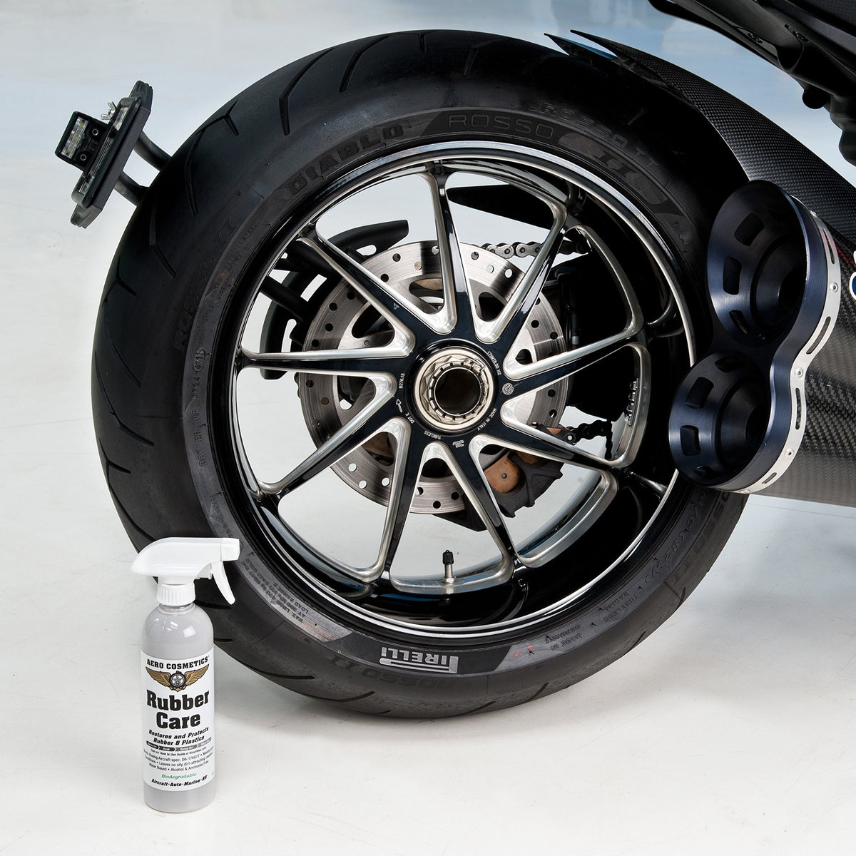 Aero Cosmetics lifestyle shot of car and RV with treated tires maintaining clean look