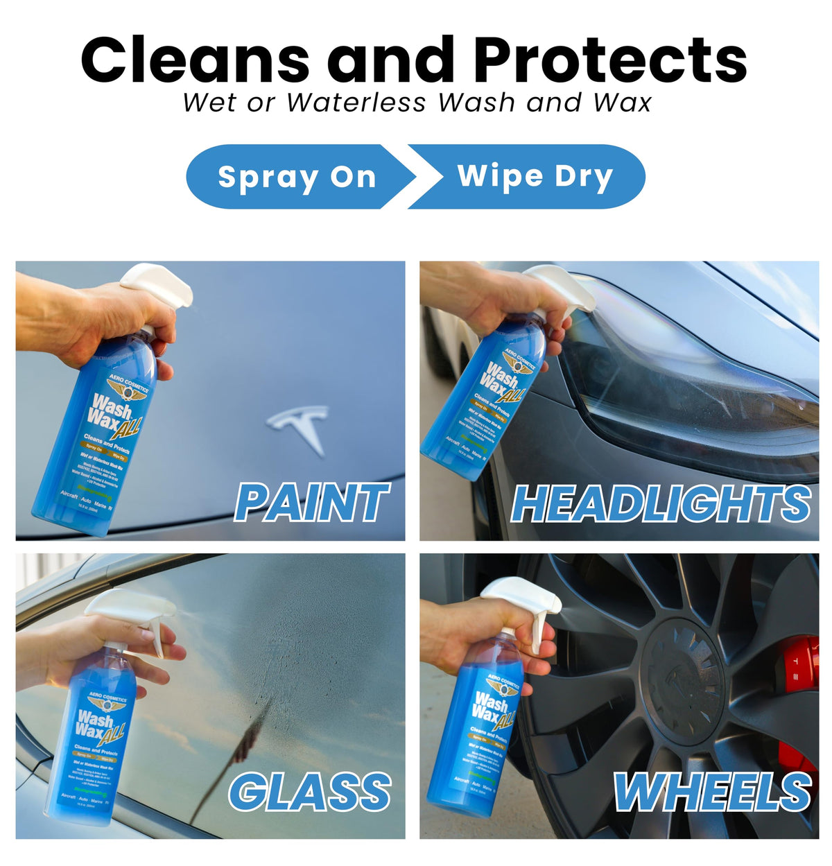 Aero Cosmetics spray nozzle close-up demonstrating easy application for quick detailing