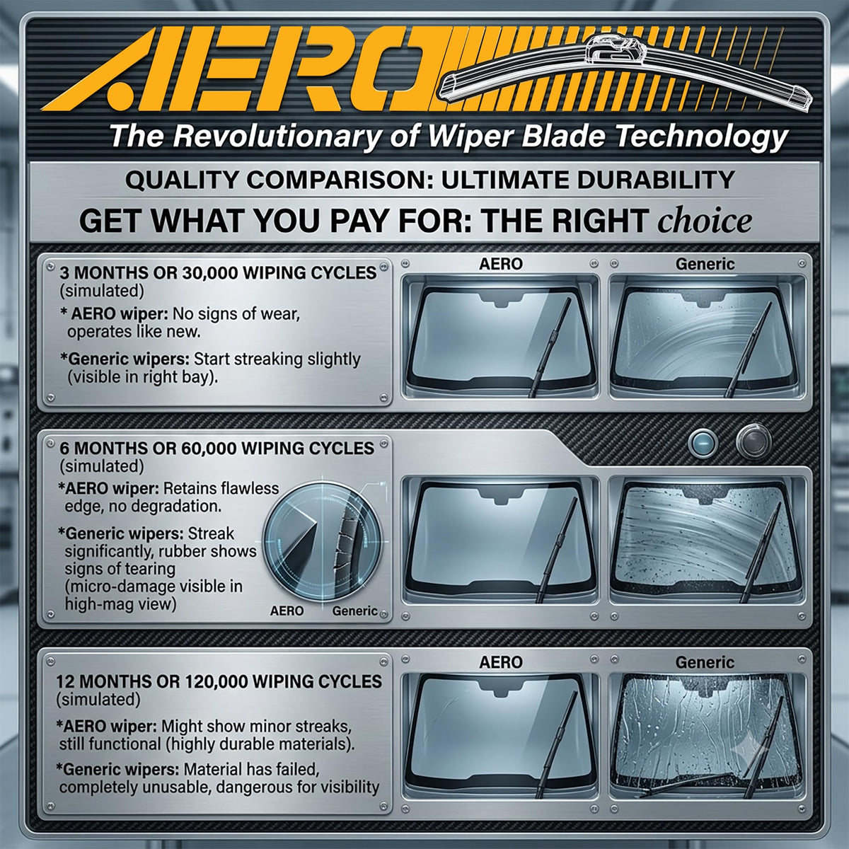 AERO extra refill squeegees in pack for quick on-vehicle maintenance