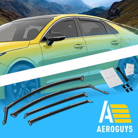 AEROGUYS lifestyle image of Kia K-5 in rain with visors shedding water