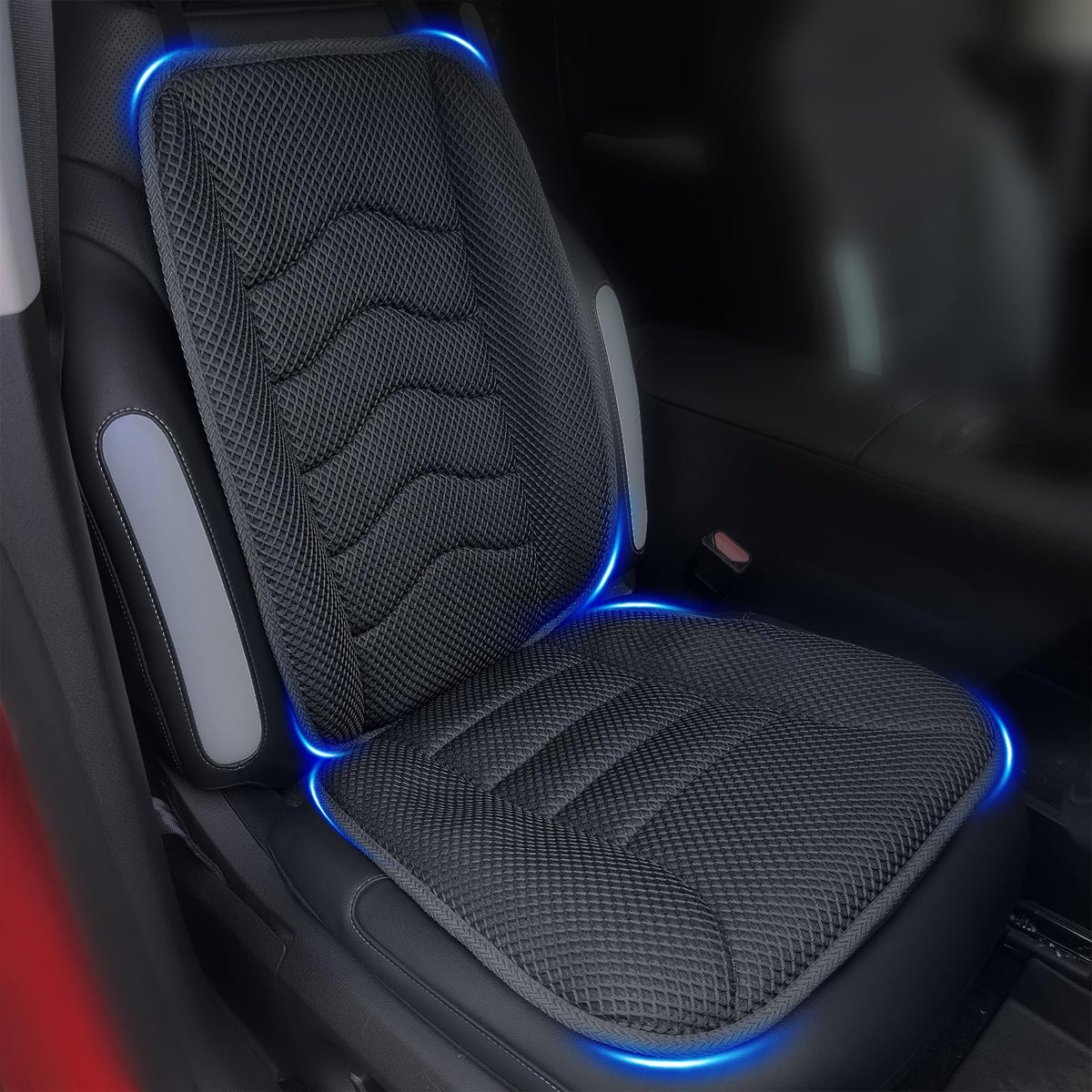 AEROiVi front view of seat cushion showing breathable mesh and ergonomic shape for cool comfort