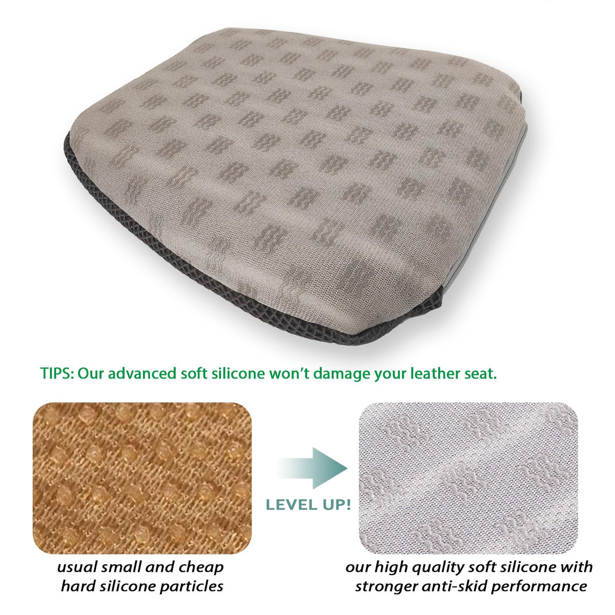 AEROiVi cushion installed in a sedan seat demonstrating easy placement