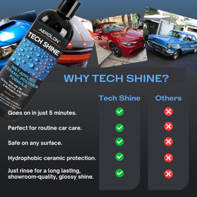 Side-by-side before and after treated paint showing deeper gloss benefit